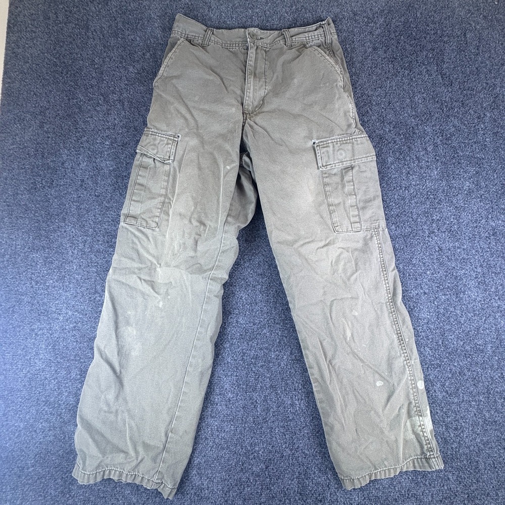 RSQ Pants Womens 26x27.5 Olive 100%‎ Cotton High Rise Loose Fit Cargo Pockets